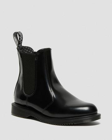 Dr Martens Flora Smooth Læder Ankelstøvler Dame Sort | DK 57ILH